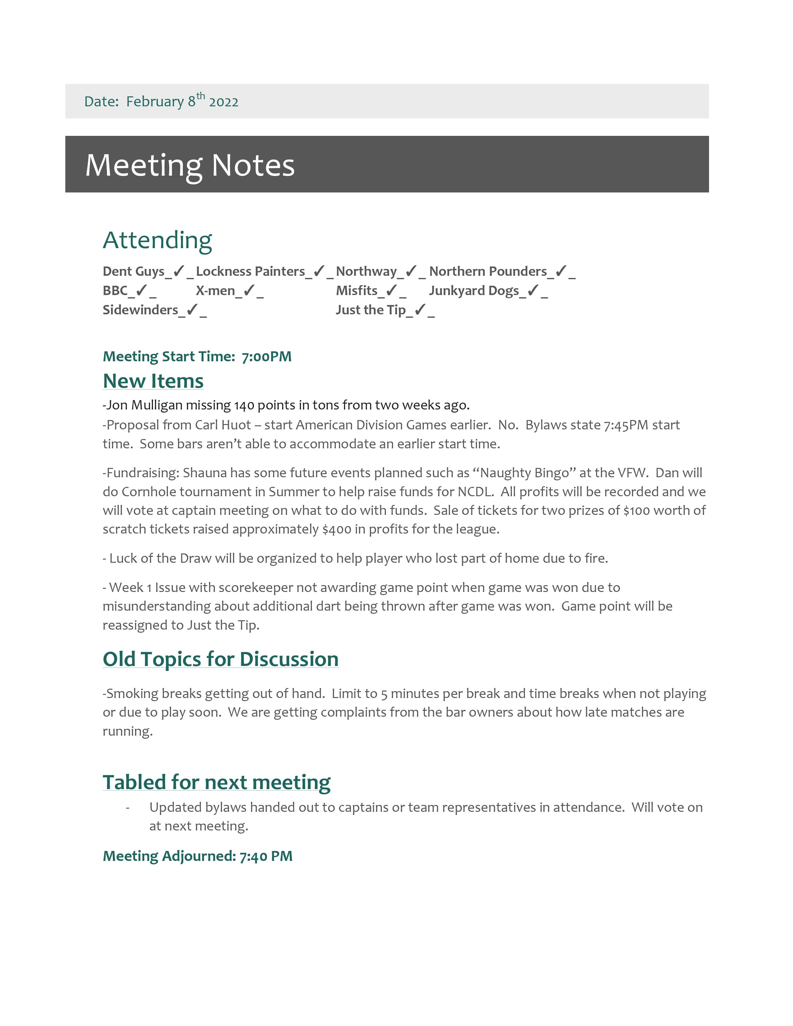 February 2022 Meeting Minutes